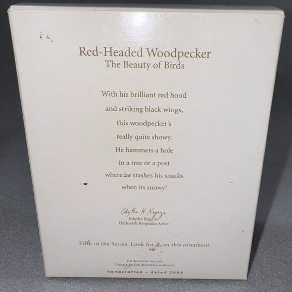 Hallmark 2016 Red-Headed Woodpecker Beauty of Birds Cloisonné Style Ornament - Picture 9 of 14